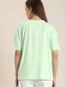 Women Printed Round Neck Pure Cotton Green T-Shirt - Image 4